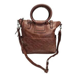 omen's Vegan Leather Convertible Tote Handbag, Stylish Round Handles, Large